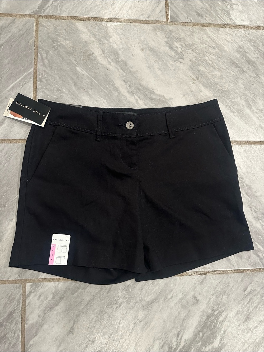 NWT The Limited Womens Tailored Shorts Black Flat Front Mid Rise Pockets 6